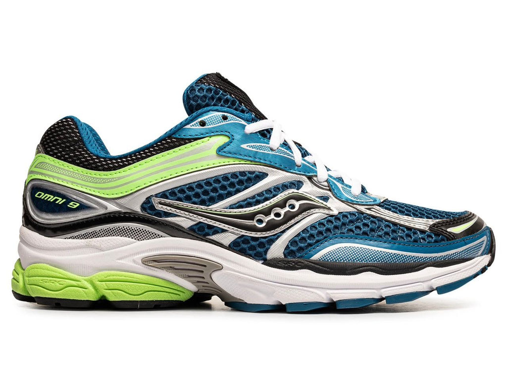 Saucony Omni 9
    Couleur : Bleu / Vert fluo / Argenté